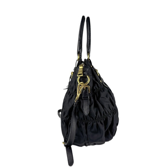 Prada Handbags - Prada Gaufre Shoulder Tessuto Tote Bag Black